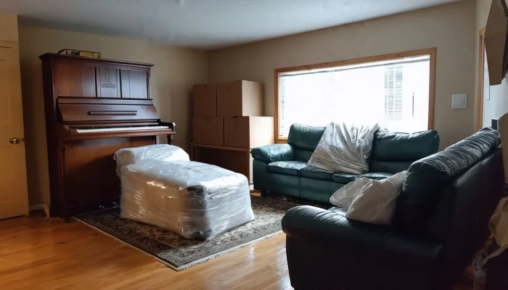 Ottawa Movers expertly pack and load delicate furniture onto a truck.